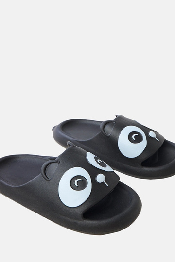 Ciabatte nere per bambini con motivi di panda Ketti 2