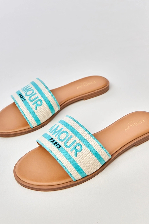 Panto blu con cinturino ricamato Fargiza