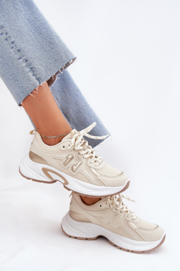 Scarpe modello sneakers Femminile con suole massicce alla moda beige Davira