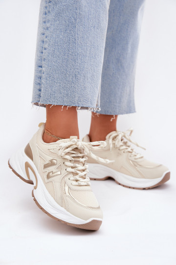 Scarpe modello sneakers Femminile con suole massicce alla moda beige Davira 2