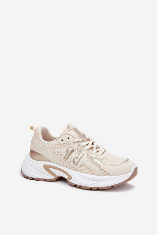Scarpe modello sneakers Femminile con suole massicce alla moda beige Davira