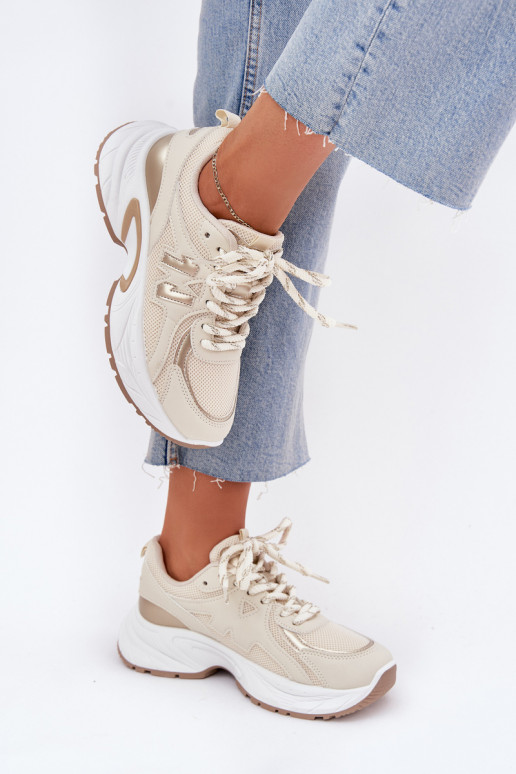 Scarpe modello sneakers Femminile con suole massicce alla moda beige Davira