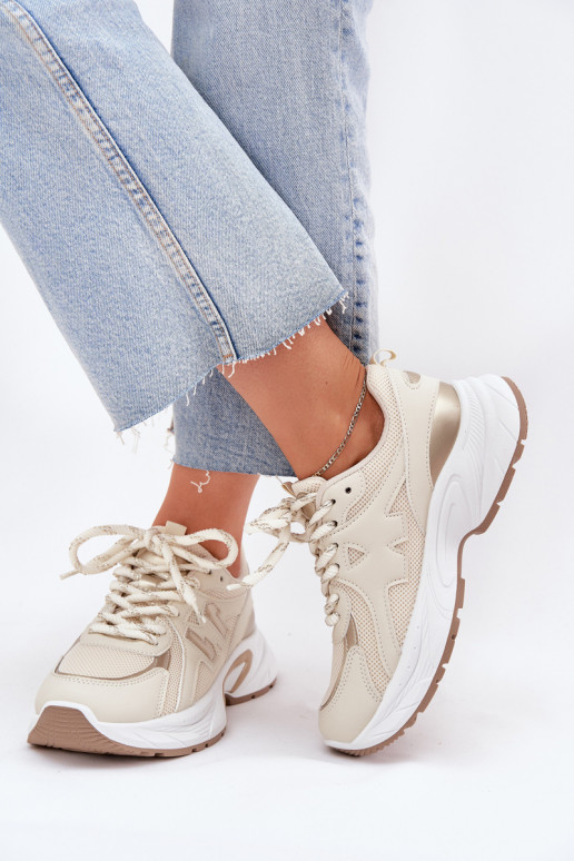 Scarpe modello sneakers Femminile con suole massicce alla moda beige Davira