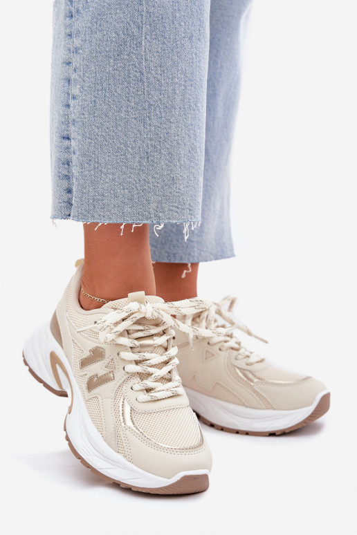 Scarpe modello sneakers Femminile con suole massicce alla moda beige Davira