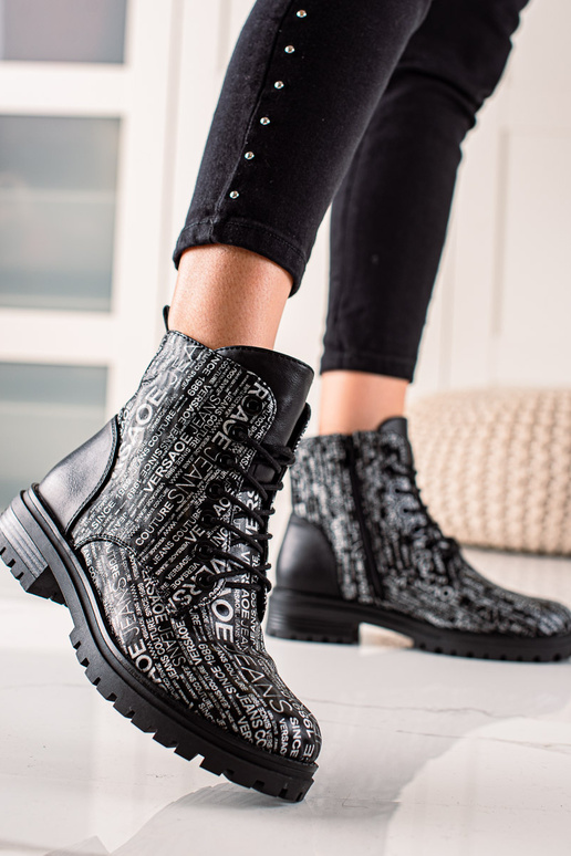 stivali con stampa da donna in nero