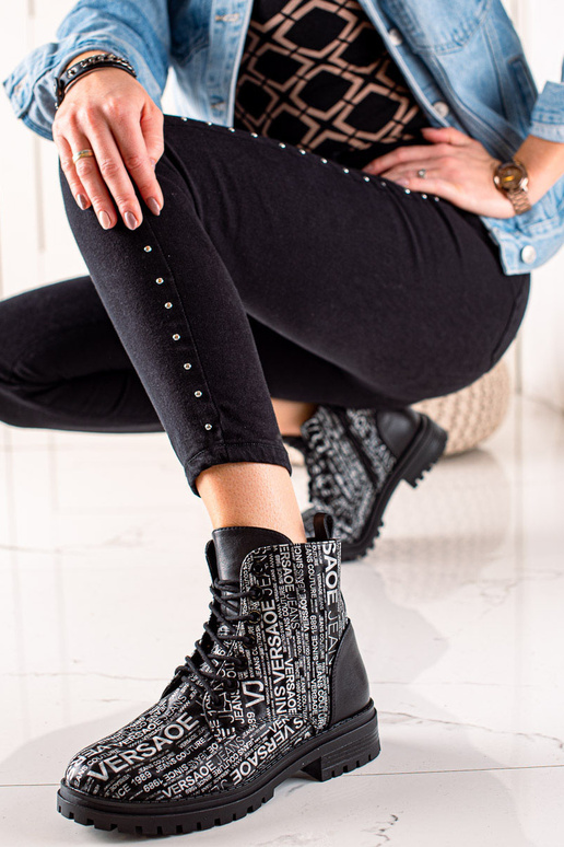 stivali con stampa da donna in nero