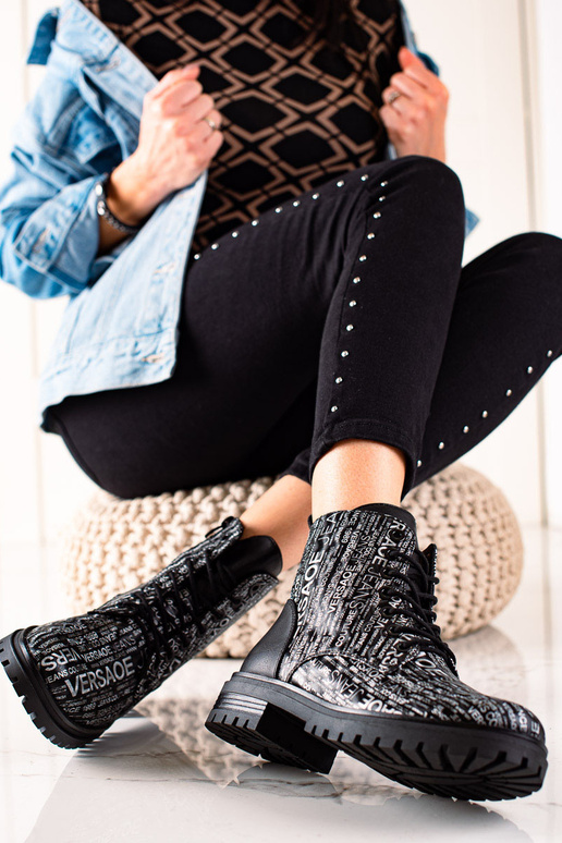 stivali con stampa da donna in nero