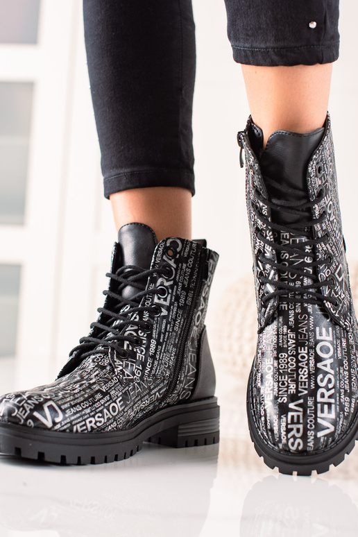 stivali con stampa da donna in nero