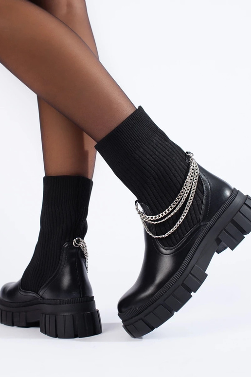 stivaletti neri da donna con tomaia...