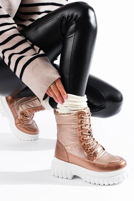 colore oro Doposci da donna con lacci colore oro Doposci da donna con lacci