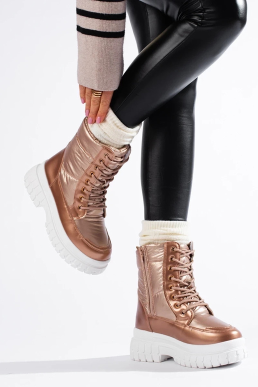 colore oro Doposci da donna con lacci colore oro Doposci da donna con lacci