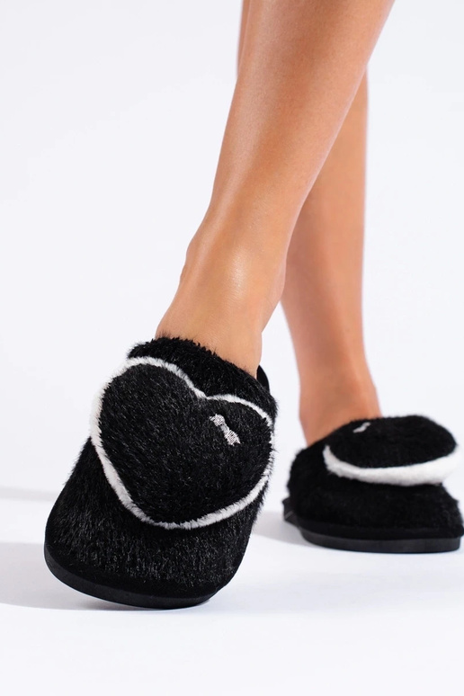 pantofole da donna nere con cuori...