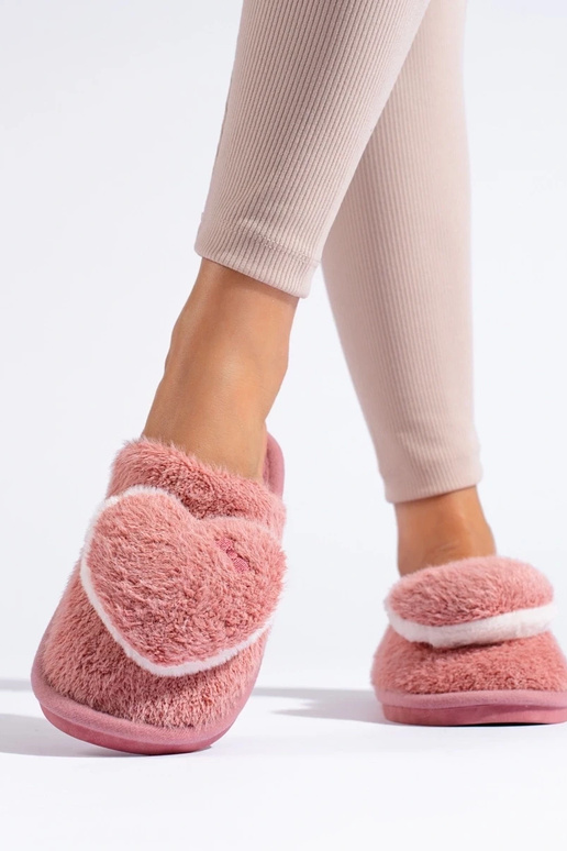 pantofole da donna rosa con cuori...