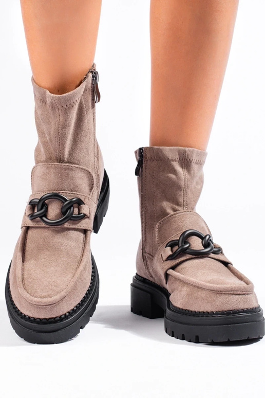 scarpe con zeppa da donna beige