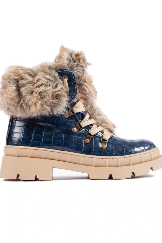 stivali da donna con pelliccia blu