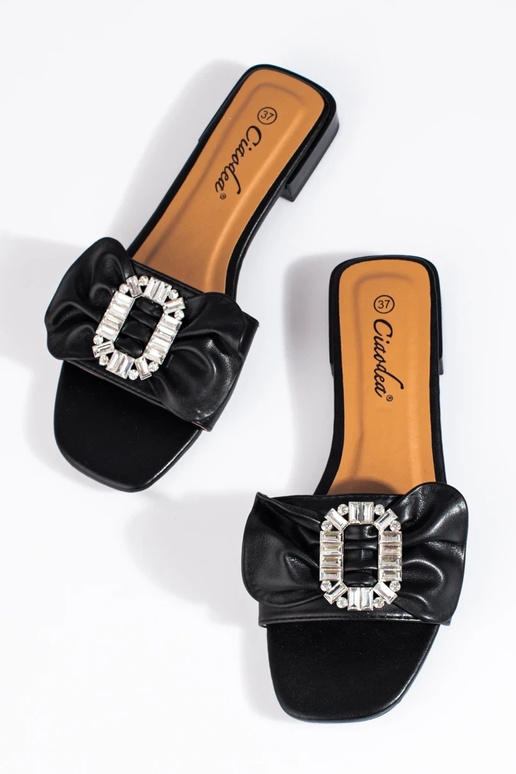 Pantofole nere con nastro Shelovet