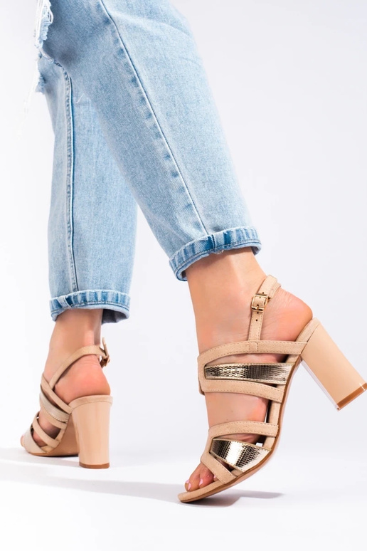 Sandalo sul tallone colore beige -...