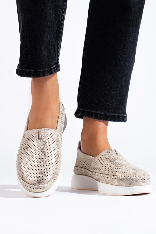 Scarpe in Pelle Aperti Oro