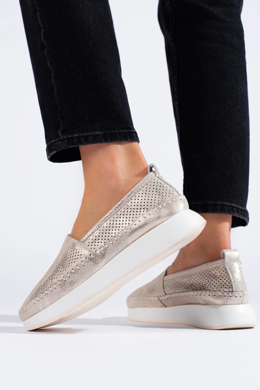 Scarpe in Pelle Aperti Oro