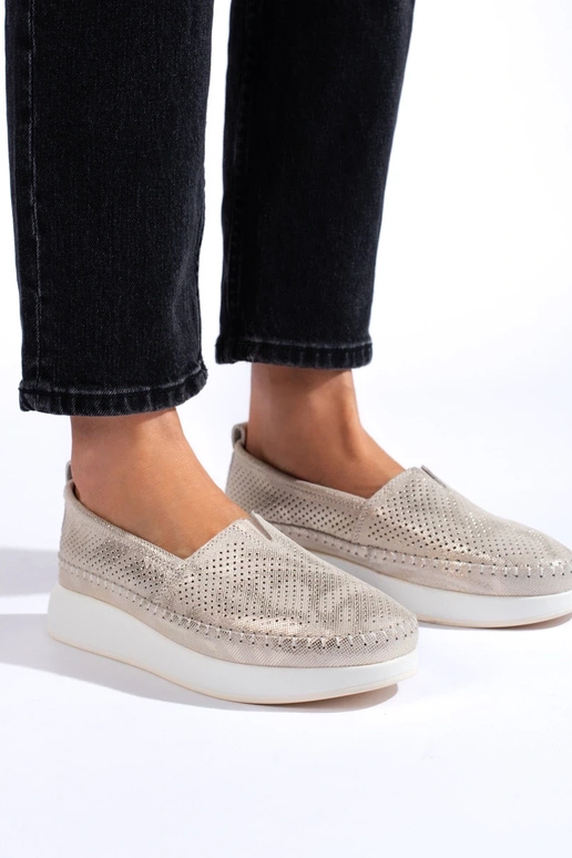 Scarpe in Pelle Aperti Oro