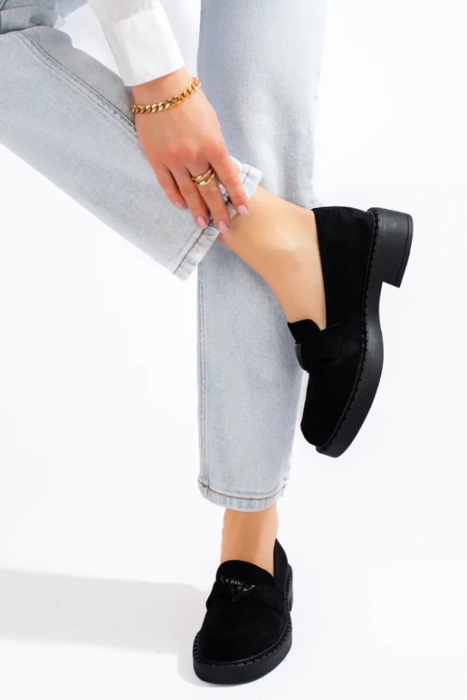 mocassini da donna in camoscio nero...