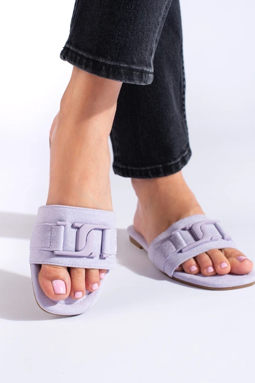 Ciabatte da donna in camoscio viola...