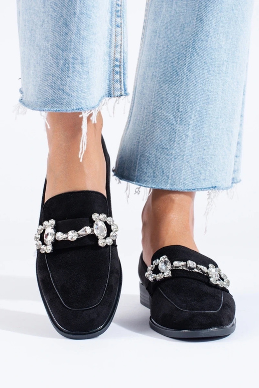 mocassini in camoscio nero con fibbie... mocassini in camoscio nero con fibbie...