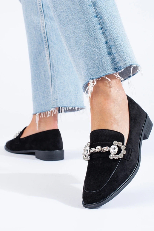 mocassini in camoscio nero con fibbie... mocassini in camoscio nero con fibbie...