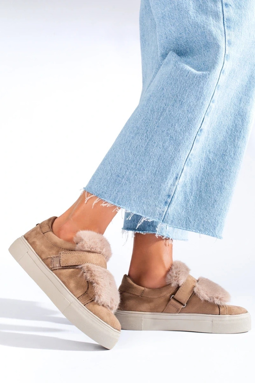 stivali in camoscio beige con...