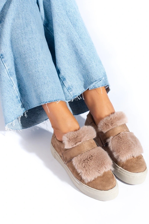 stivali in camoscio beige con...