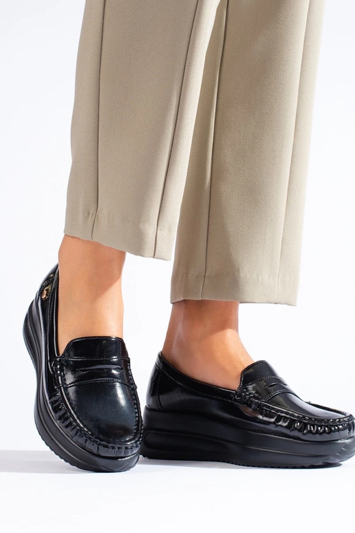 Mocassini neri effetto vernice con... Mocassini neri effetto vernice con...