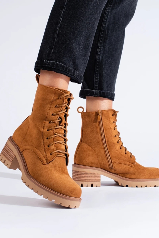 scarpe da donna stringate marroni