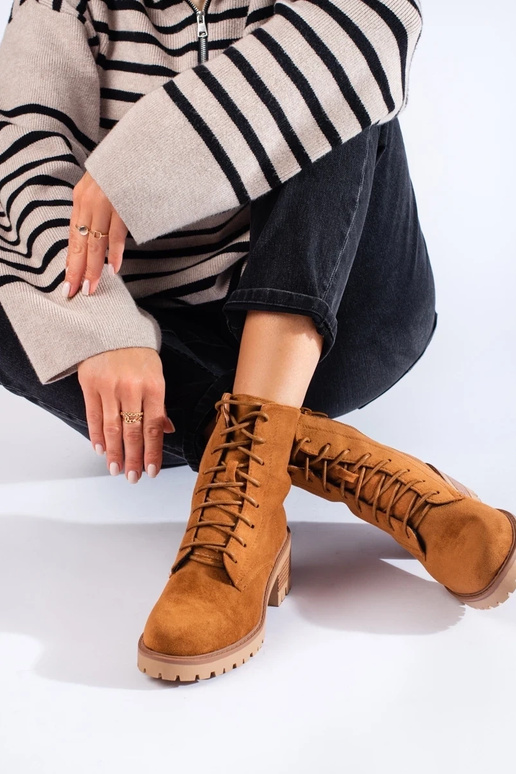 scarpe da donna stringate marroni