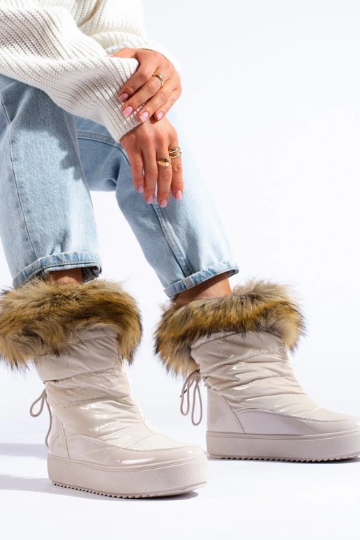 Doposci da donna color crema con...