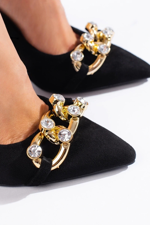 tacco alto in camoscio nero con...