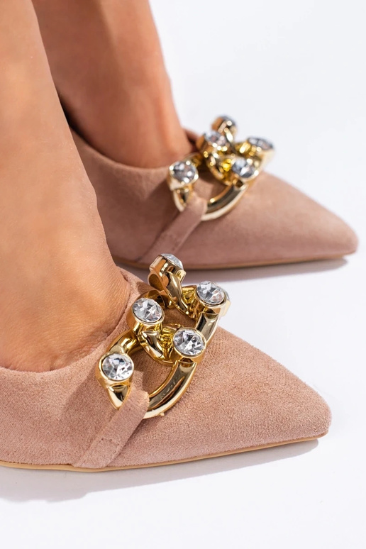 tacco alto in camoscio rosa con...