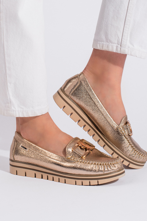 mocassini da donna color oro con plateau mocassini da donna color oro con plateau