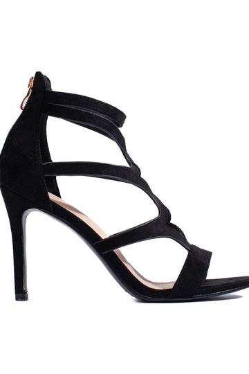 sandali neri con tacco sottile