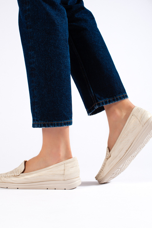 mocassini da donna beige