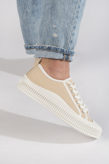 Sneakers beige con plateau 2