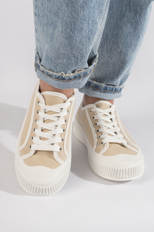 Sneakers beige con plateau Sneakers beige con plateau