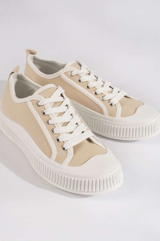 Sneakers beige con plateau Sneakers beige con plateau