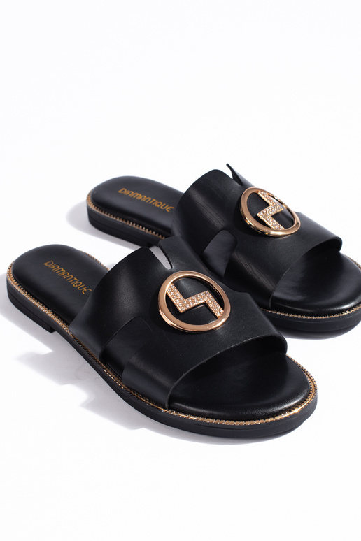 Pantofole nere con dettagli dorati