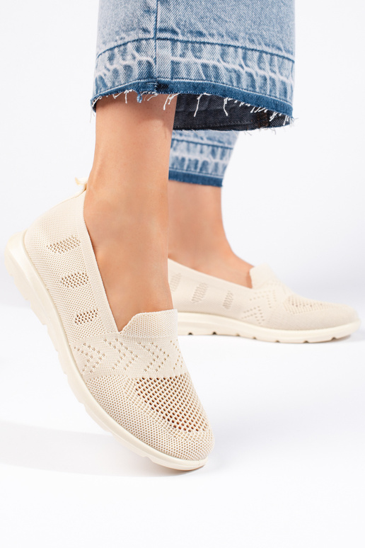 slip on in tessuto beige da donna