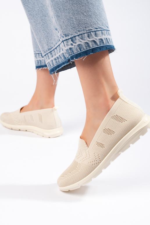 slip on in tessuto beige da donna