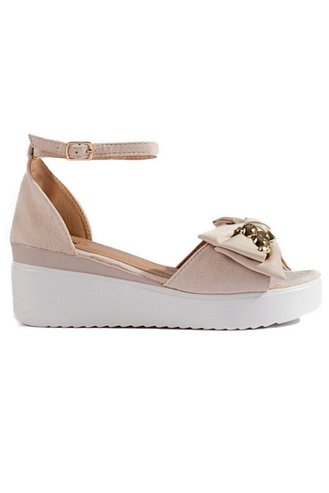 sandalo beige con fiocco