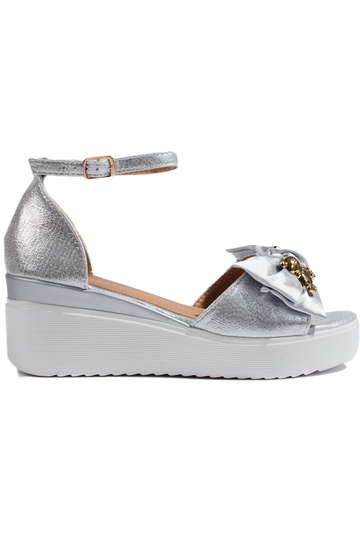 sandali con zeppa argento