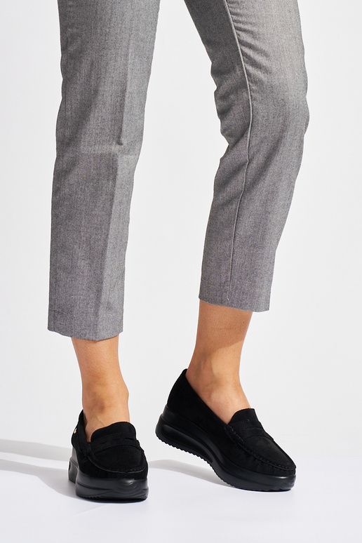 mocassini in camoscio nero con...