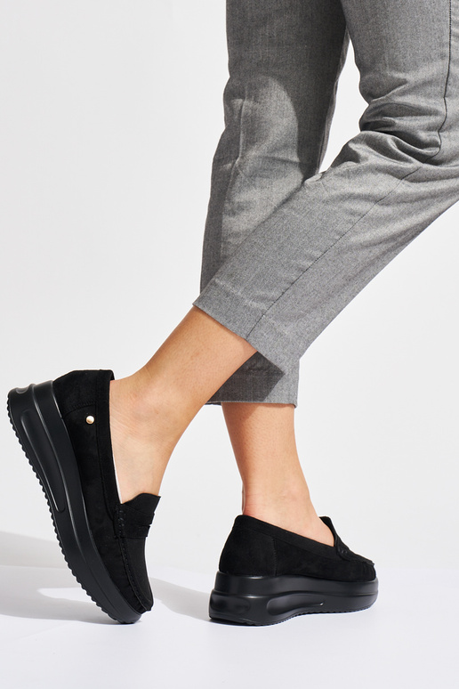 mocassini in camoscio nero con...