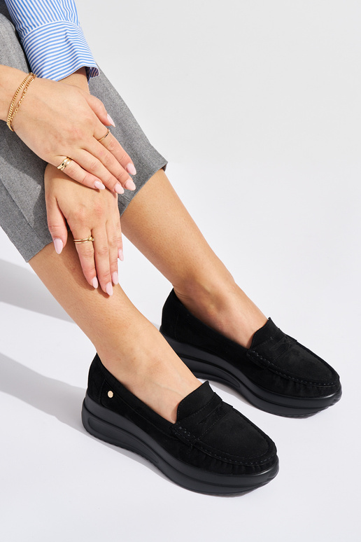 mocassini in camoscio nero con...